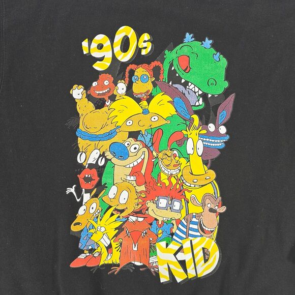 90s Nickelodeon Character Sweatshirt Mens M Black Cotton Blend Crewneck Graphic - Picture 2 of 8